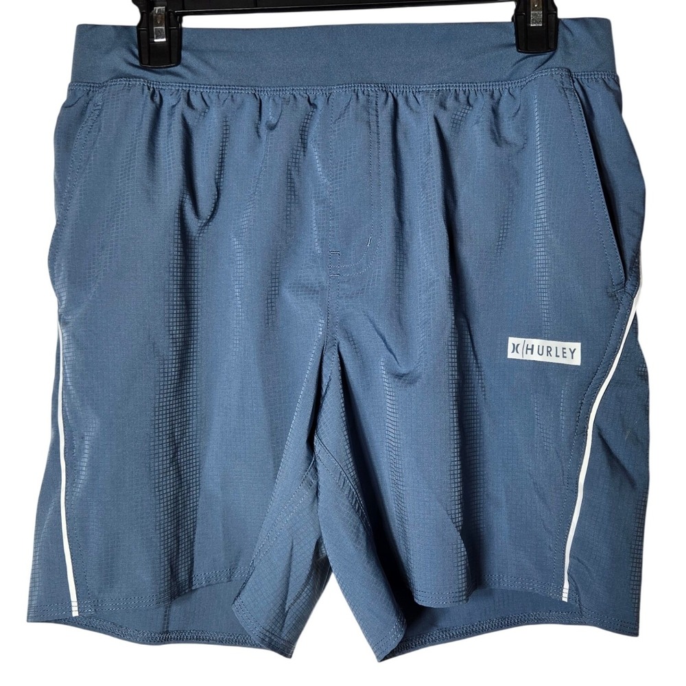 Hurley Mens Blue Ripstop Active Shorts Medium Gym Summer Athletic Surf Casual